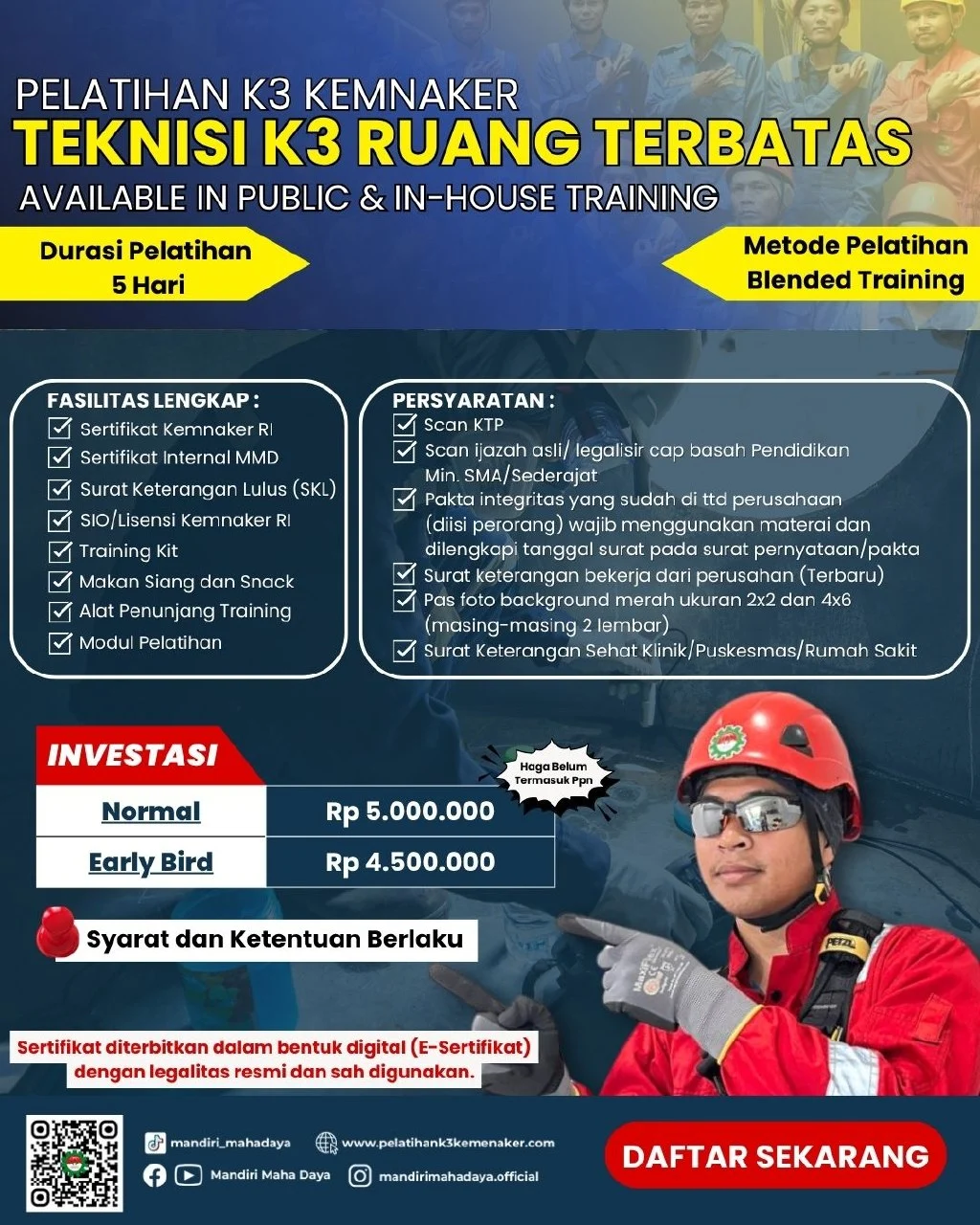 Pelatihan Teknisi K3 Ruang Terbatas